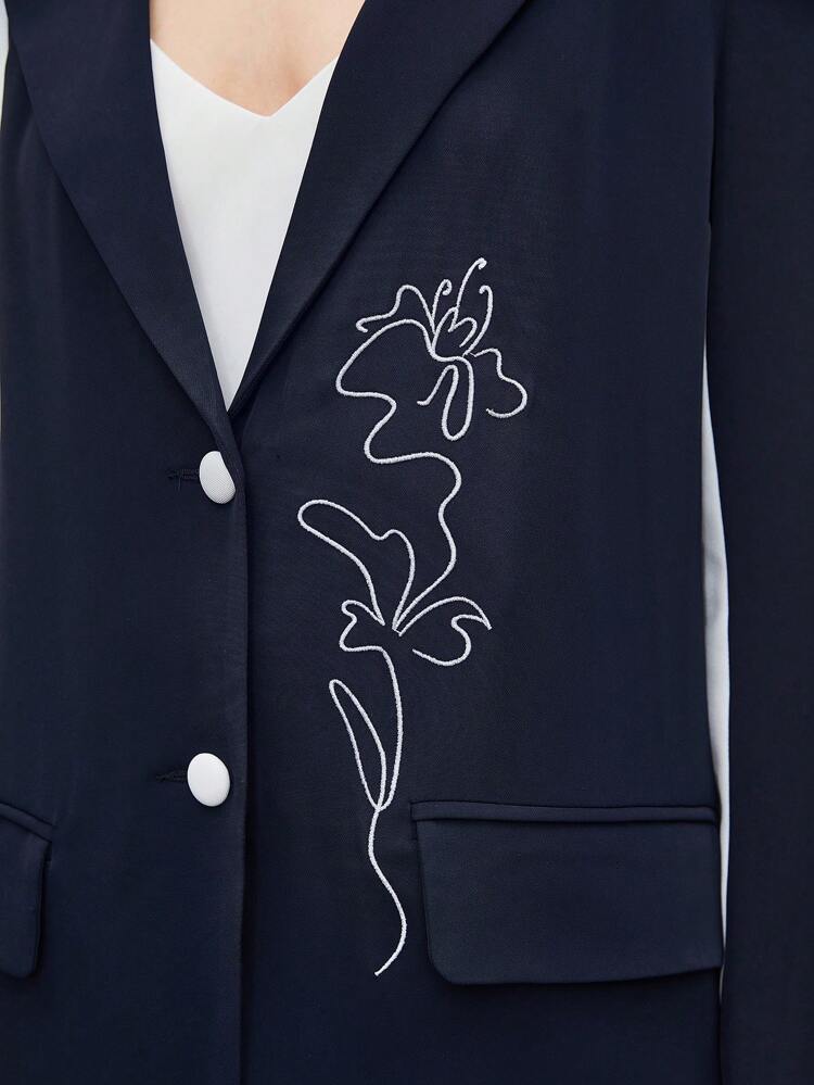 Two Tone Floral Print Single Breasted Blazer In Fall/Winter