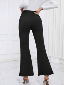 SHEIN Essnce 高腰3D喇叭褲 - 黑色 - 查看 2
