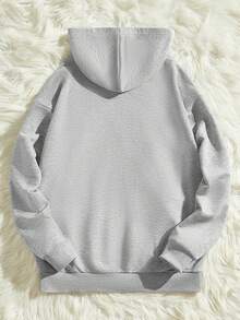 Manfinity Hypemode Men Letter Graphic Zip Up Hoodie - Light Grey - View 2