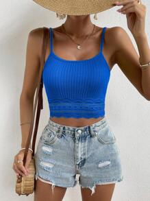 Chiquease Contrast Lace Cami Top - Royal Blue - View 5