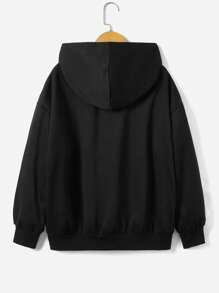 SHEIN Coolane 印有城市名称的女士加大码卫衣 - 黑色 - 查看 2
