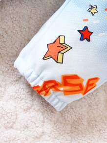 男嬰卡通圖案長褲 - 淺藍色 - 查看 4