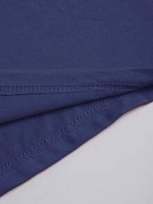 INAWLY Astronaut And Letter Graphic Tee Graphic Tees Women Tops - Navy Blue - View 5