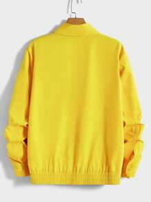 GENTILAND Loose Fit Men's Number And Slogan Graphic Jacket - Yellow - View 2