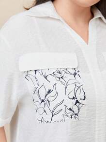 Mulvari 大碼印花襯衫&闊腿褲 - 藍白色 - 查看 6