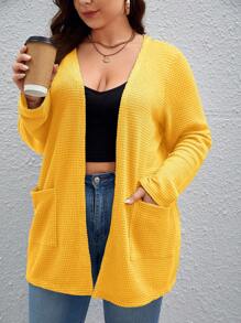 SHEIN Essnce Plus Dual Pocket Open Front Coat