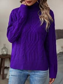 Knit Mix Elegante suéter holgado de cuello alto de punto para mujer, suéter informal de manga larga versátil con patrones disponibles para Navidad, Acción de Gracias, Año Nuevo y vuelta al colegio en otoño, ideal para primavera, otoño e invierno