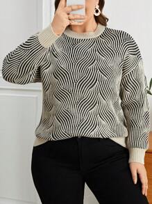 SHEIN Essnce Hơn Họa tiết Toàn thân Thả vai Áo len - Nhiều màu - Xem 3