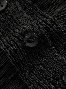 ROMWE PUNK 1pc Solid Ripped Crop Cardigan - Black - View 3