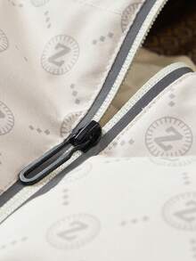 男士满版印花拉链夹棉大衣 - 卡其色 - 查看 3