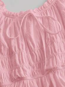 SHEIN MOD Solid Frill Trim Tie Front Dress