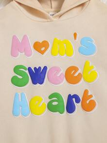 SHEIN Tween Girl Slogan Graphic Hooded Sweatshirt - Apricot - View 6