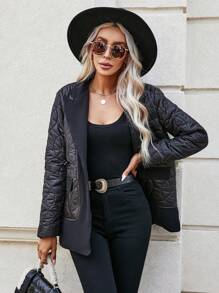 SHEIN LUNE Chi tiết về Flap Áo khoác Quilted - màu đen - Xem 4
