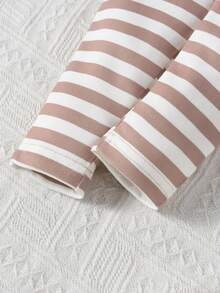 Baby Boy Cartoon Graphic Tee & Striped Pants Snug Fit PJ Set - Brown - View 4