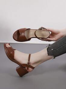 白色高跟涼鞋,舒服的&多用途,夏天新品到貨 - 棕色 - 查看 4