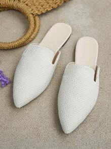 Spring/Summer New White Pointed Toe Slip-On Shoes, Sizes 35-45, Fashionable Casual Slip-On Pointed Toe Flat Shoes, Elegant Ladies Shoes, Lightweight & Comfortable, Versatile, Mother's Day Gift, Summer Sandals - White - View 8