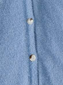 SHEIN Tween Girl Drop Shoulder Button Front Cardigan - Baby Blue - View 6