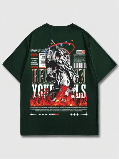 Street Life Guys Slogan & Figure Graphic Tee