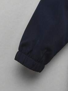 SHEIN Young Boy Flap Pocket Teddy Lined Hooded Coat - Navy Blue - View 6