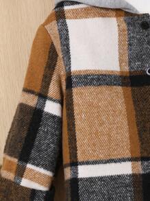 SHEIN Baby Boy Plaid Print Hooded Shirt & Sweatpants - Multicolor - View 9