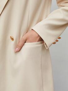 BizChic 西裝領雙排釦西裝外套 - 卡其色 - 查看 10