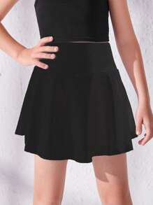 SHEIN 女大童高腰手機口袋荷葉邊半身裙