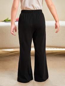 SHEIN 女小童2入組字母補丁細節下擺開叉喇叭褲 - 彩色 - 查看 3