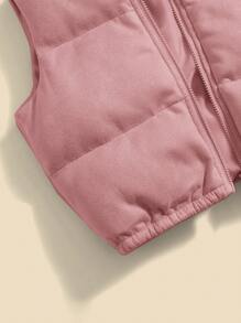 Baby Girl 1pc Zipper Front Vest Padded Coat,In Fall/Winter - Dusty Pink - View 4
