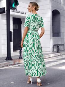 SHEIN Privé In Toàn bộ Cổ v Đầm - Nhiều màu - Xem 2