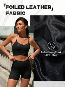 GLOWMODE Foiled Leather Effect Bra Tank - Black - View 5