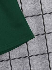 SHEIN Young Boy Letter Patched Detail Hooded Tank Top & Drawstring Waist Shorts