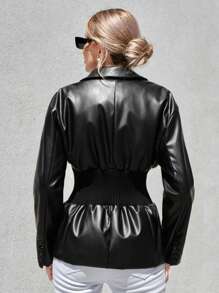 GENKIRA 素色前紐扣西裝外套 - 黑色 - 查看 2