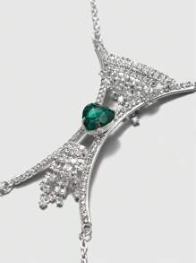 con diamante de imitación vinculado con cadena Sujetador Accesorio - Plateado - Ver 4