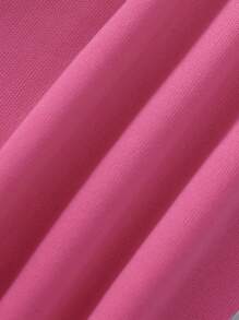 SHEIN EZwear Slogan Graphic Thermal Lined Sweatshirt - Hot Pink - View 5