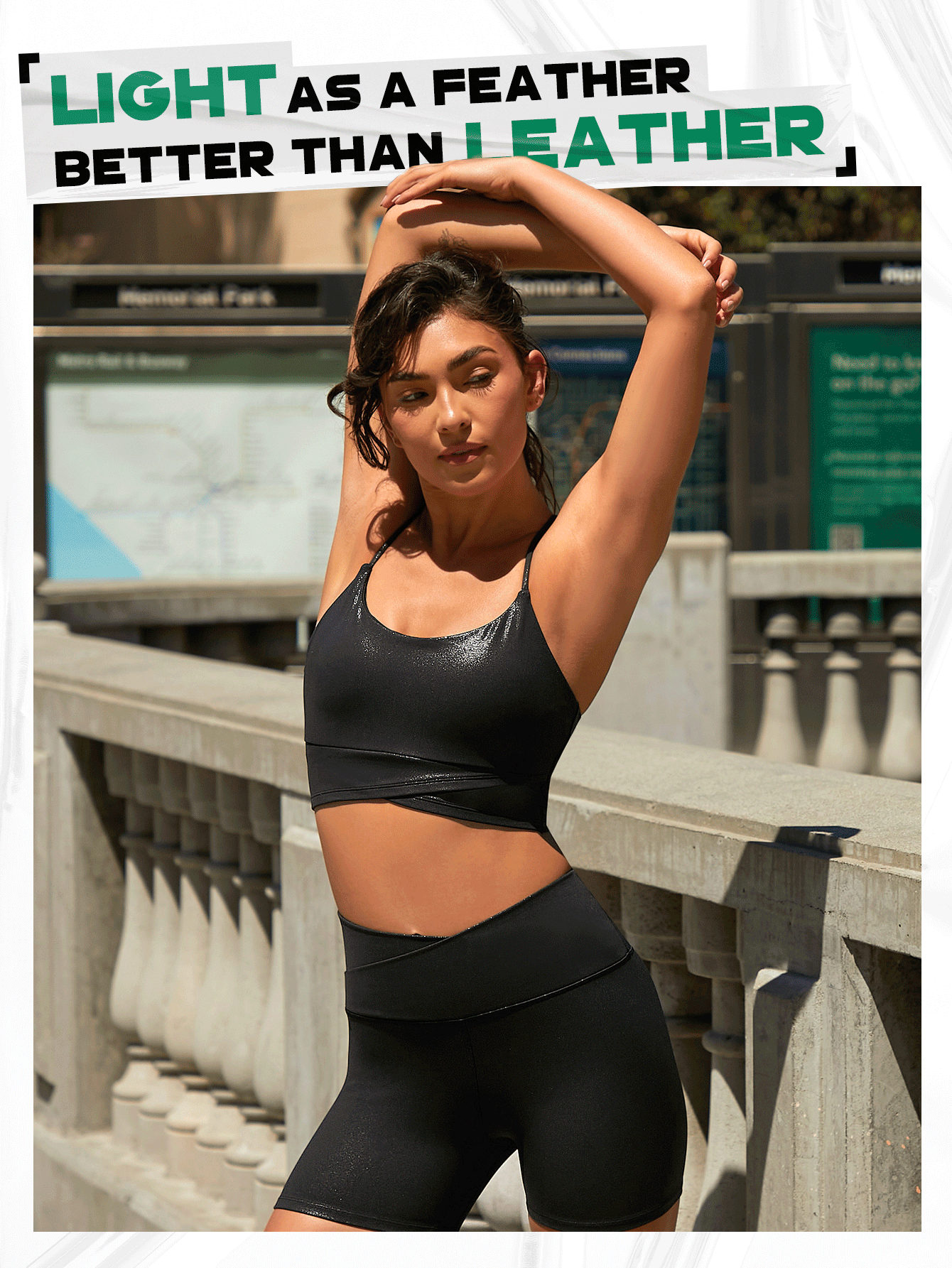 GLOWMODE Foiled Leather Effect Bra Tank - Black - View 8