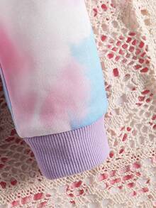 Baby Girl Tie Dye Mermaid Print Ruffle Trim Sweatshirt - Multicolor - View 7