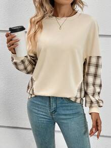 SHEIN LUNE Plaid Print Drop Shoulder Sweatshirt - Multicolor - View 1