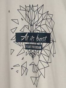 RueChic Men Geo And Slogan Graphic Tee - Khaki - View 3