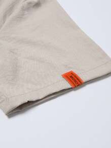 Men Letter Patched Detail Tee - Khaki - View 5