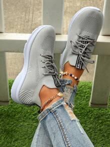 Women's All Season Outdoor Breathable Comfortable Casual Sports Shoes - Grey - View 4