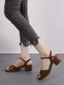 白色高跟涼鞋,舒服的&多用途,夏天新品到貨 - 棕色 - 查看 3