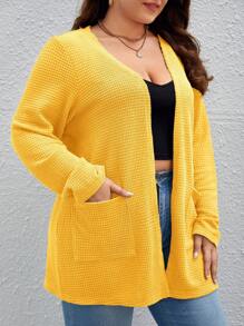 SHEIN Essnce Plus Dual Pocket Open Front Coat
