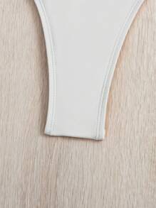 Swim SXY Summer Beach Plain Ruched Bikini Bottom - White - View 6