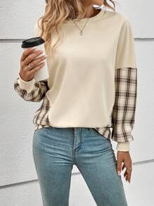 SHEIN LUNE Plaid Print Drop Shoulder Sweatshirt - Multicolor - View 5
