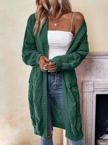 Chiquease 雙口袋落肩袖開襟開衫 - 綠色 - 查看 3