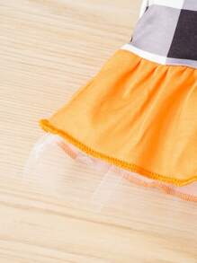 Babymeisje Grafische cartoonprint Flounce mouw Rucheszoom T-shirt & Strik aan de achterkant Broeken