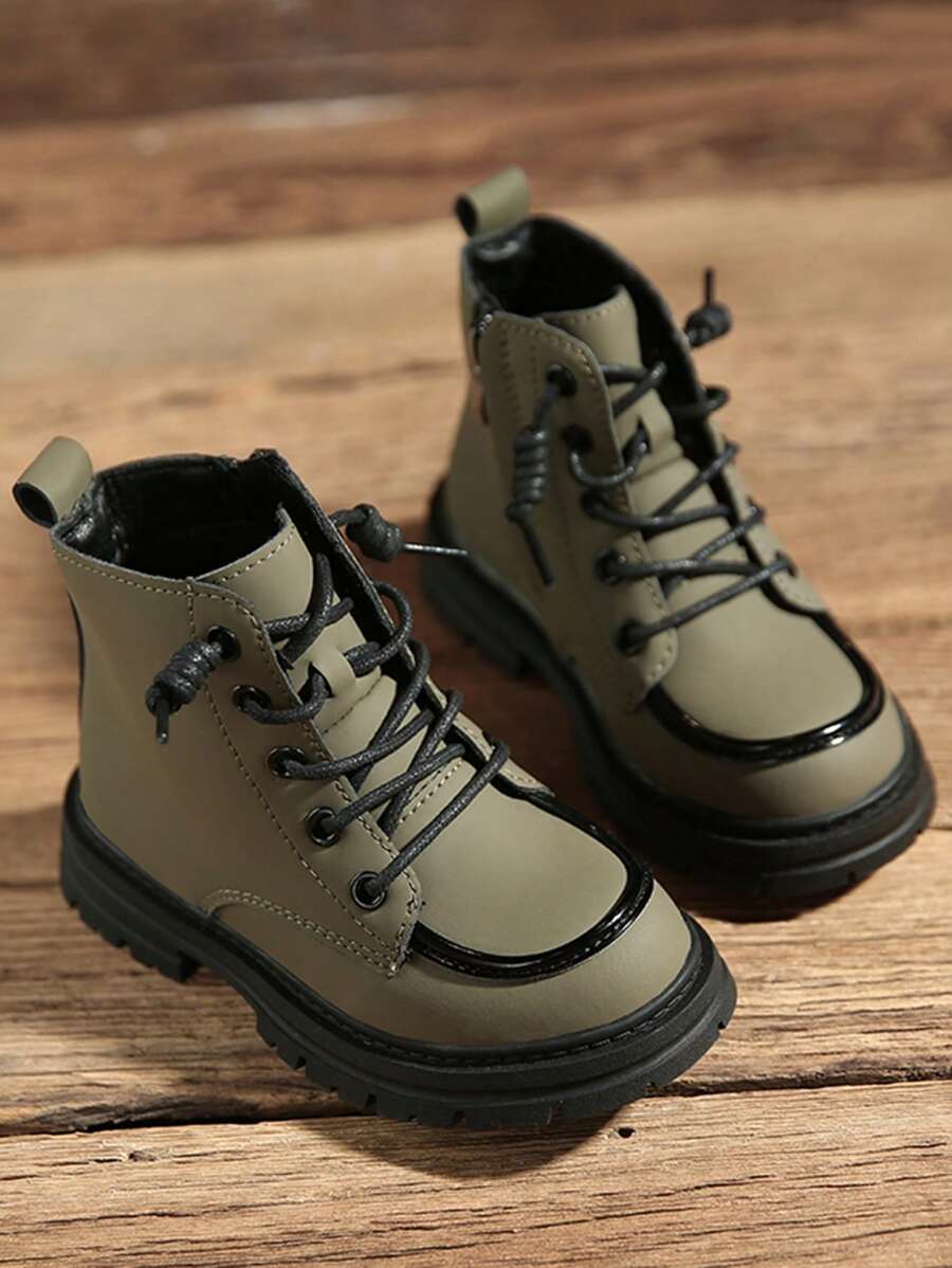 時尚和多用途孩子們簡約風靴子 - 軍綠色 - 查看 1