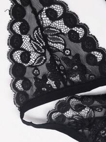 Men's Black Lace Cut Out Crotchless Underwear Naughty Lingerie - Black - View 6