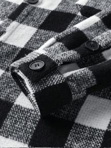 Manfinity Hypemode Men Buffalo Plaid Pocket Front Shacket - Black and White - View 4