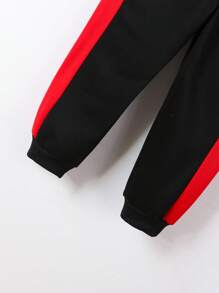 Young Boy Colorblock Hoodie And Pants Set For Sports And Warmth - Multicolor - View 6